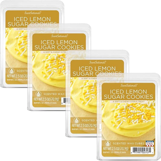 Scentsationals Wax Melts, Wax Cubes Strong Scent - Iced Lemon Sugar Cookies - Long Lasting Scented Melts for Warmer, 10oz (24-Cubes)
