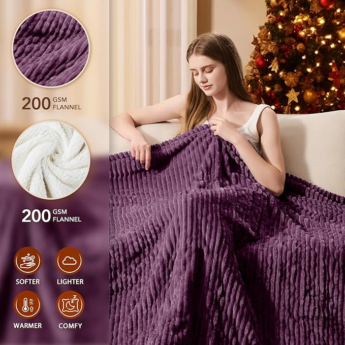 Homemate Electric Heated Blanket Queen Size - 84"x90" Heating Blanket Queen Size Dual Control 1/2/4/6/8 Hours Auto-Off 10 Heat Level Over-Heat Protection Soft Flannel Sherpa ETL Certification