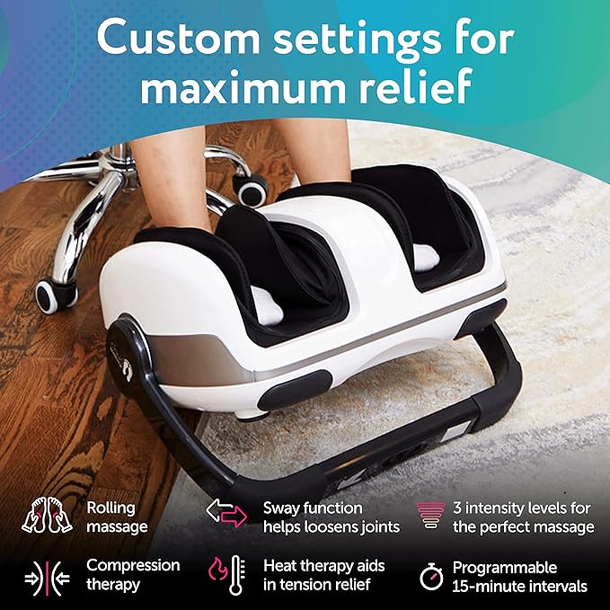 Cloud Massage Shiatsu Foot Massager with Heat - Feet Massager for Relaxation, Plantar Fasciitis Relief, Neuropathy, Circulation, and Heat Therapy - (White - No Remote)