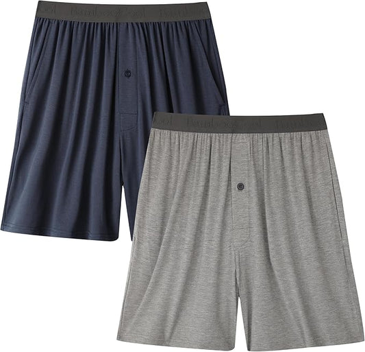 Men's Pajama bottoms Lounge Sleep Shorts Soft Comfortable Breathable Pajamas Shorts with Pockets 2 Pack