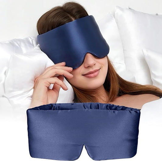 Silk Sleep Mask for Women and Men, Side Sleeper, 22 Momme Pure Mulberry Silk Total Blackout 100% Mulberry Eye Mask with Adjustable Headband Full Size, Eye Masks for Sleeping and Travel