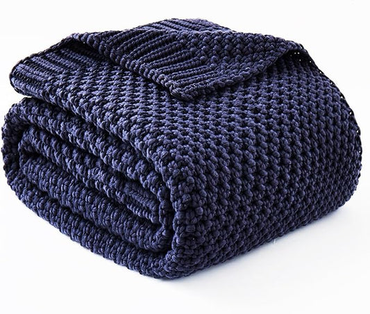 Topcee Knitted Weighted Blanket - 50"x60" 5lbs Cooling Chunky Knit Heavy Blanket for Adults Cable Yarn Knit Decorative No Beads Soft, Cozy and Cooling Weighted Throw Blankets Machine Washable