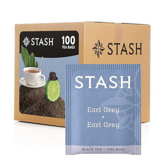Stash Tea Earl Grey Black Tea, Box of 100 Tea Bags (Packaging May Vary)