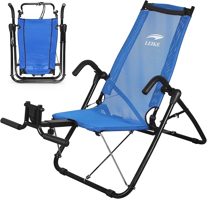 Leikefitness Ab Exercise Chair Core Strengthening Lightweight Foldable Sport Abdominal Exerciser Strength Training Inversion Equipment AB3900(Blue)