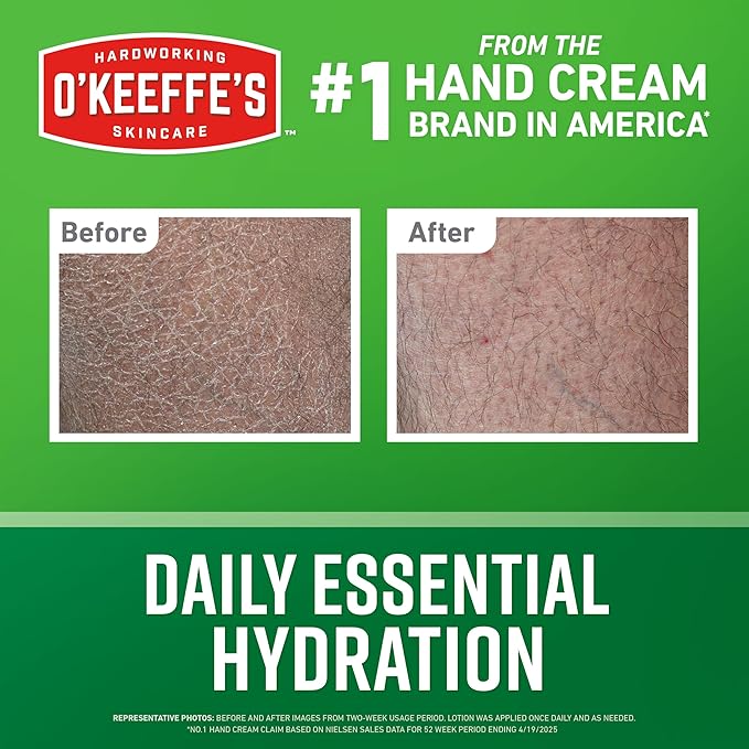 O'Keeffe's Hand and Body Lotion with Glycerin and Shea Butter - 12 oz Pump (2 Pack) - Daily Essential Hydration, Heals & Relieves Extremely Dry Skin