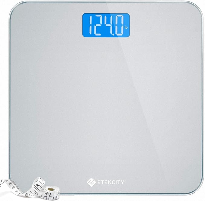 Etekcity Scale for Body Weight, Digital Bathroom Weighing Machine for People, Large and Easy-to-Read Backlight Display, Accurate with High Precision Measurements, Durable Tempered Glass, 400 lbs