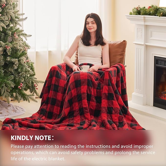 HomeMate Electric Blanket Heated Full Size - 72“x84“ Ultra Soft Cozy Flannel Heating Blanket with 10 Fast Heat Levels 8 Hours Auto Off Over-Heated Protection ETL Certification Keep Warm in Home Office