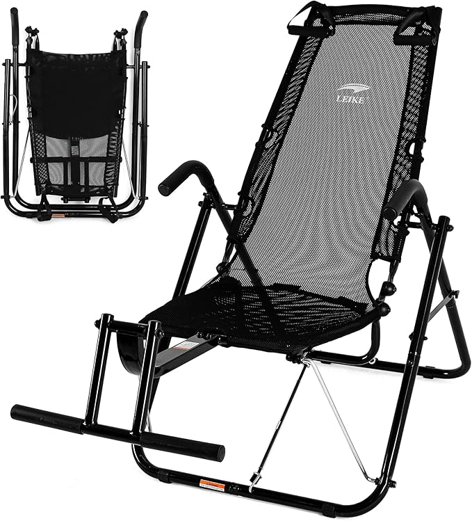 leikefitness Ab Exercise Chair Core Strengthening Lightweight Foldable Sport Abdominal Exerciser Strength Training Inversion Equipment (Black)
