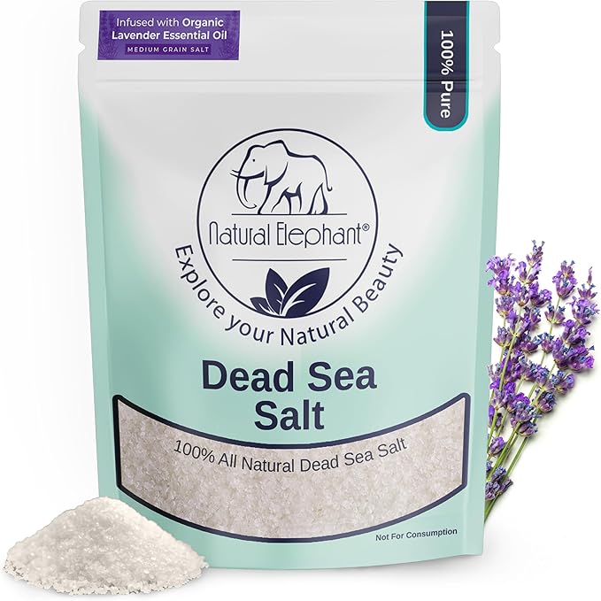 Natural Elephant Dead Sea Lavender Bath Salt Bathing and Foot Soak for Relaxing and Nourishing- 100% Pure with Organic Lavender Essential Oil - Medium Coarse Grain (5 lb (80 oz) Bag)