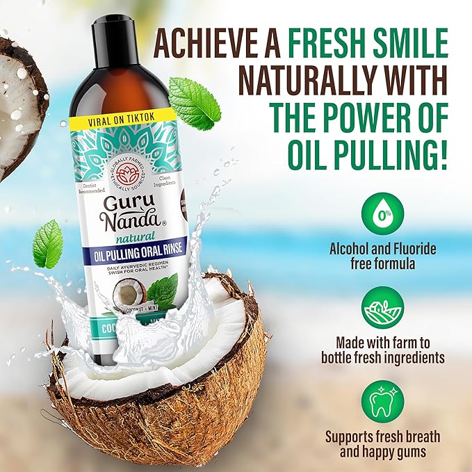 GuruNanda Mint to Be Kit – CocoMint Oil Pulling, Hydroxyapatite Neem Toothpaste, & Dual Barrel Breath Harmonizer Mouthwash for Fresh Breath & Oral Care