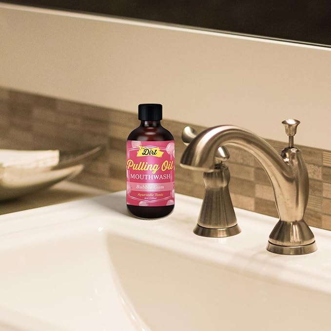 THE DIRT Oil Pulling Mouthwash - Gluten Free - Removes Plaque, Tartar, Bad Breath & Whitens Teeth (Bubblegum, 4 Ounce)