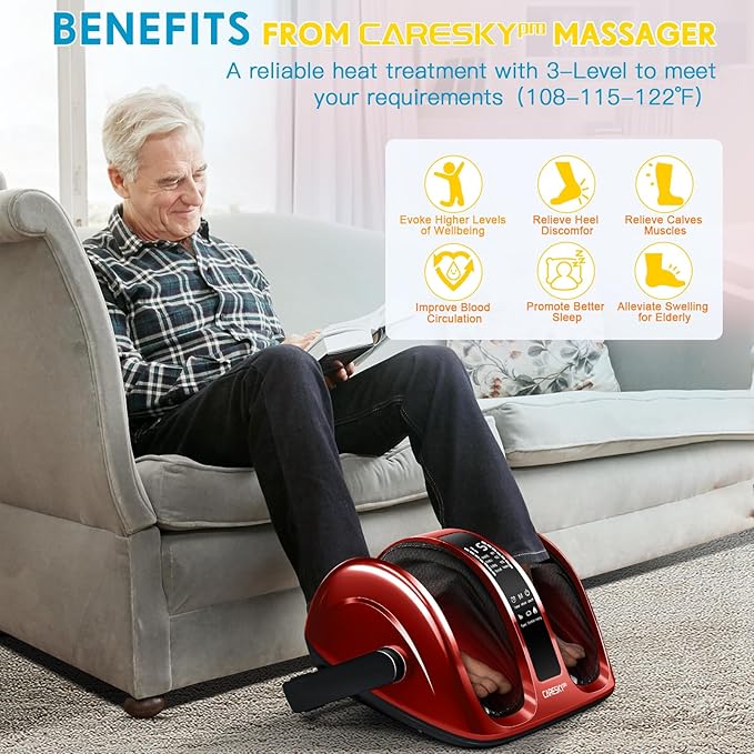 Foot Massager with Heat, FSA Eligible HSA 3-Heating Shiatsu Foot Massager for Circulation and Pain Relief, Deep Kneading Rolling for Calf-Feet-Arm Relaxation, Plantar Fasciitis, Neuropathy