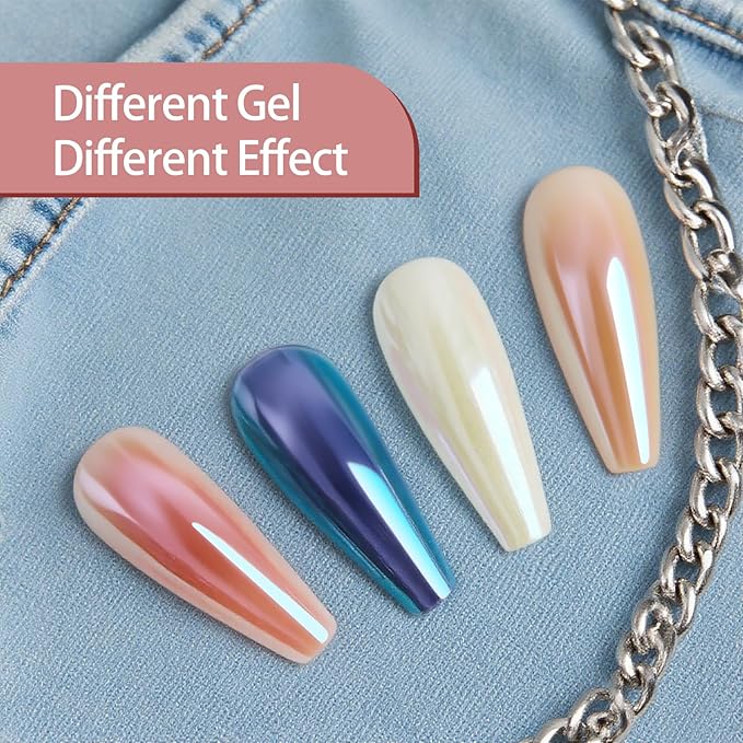 Artdone Chrome Nail Powder Moonlight Blue 1gram Iridescent Aurora Powder Metallic Mirror Effect Pigment Pearlescent Mermaid Pearl Glitter Dust Kit