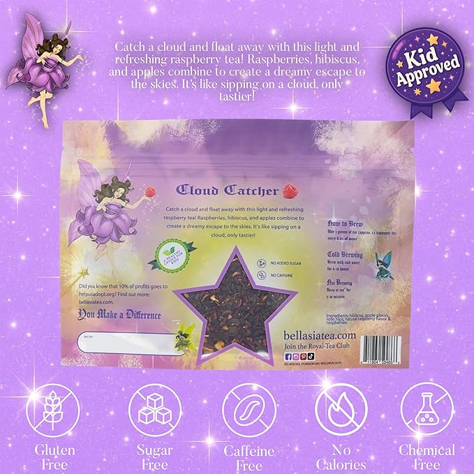 Bellasia Tea Could Catcher for Kids Using Real Fruit Pieces - Caffeine Free Herbal Tea Blend with Real Ingredients & Balanced Flavor- Add Loose Leaf Tea to Your Child’s Routine for A Fun & Tasty Drink