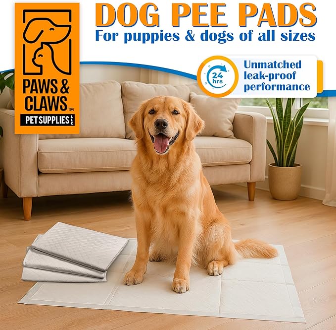 Paws & Claws Premium Disposable Dog & Puppy Pee Pads – Small 17"x20", 50 Count – 6-Layer Leak‑Proof, Super Absorbent (Holds 4 Cups), Quick‑Drying – for Small Dogs, Puppies, Seniors & Potty Training