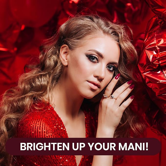 Beetles Red Gel Nail Polish Set with Top Coat, Winter Gel Polish 6 Colors Popular Shimmer Red Burgundy Nail Art Design Soak Off Uv LED Minicure DIY Home Gifts for Women