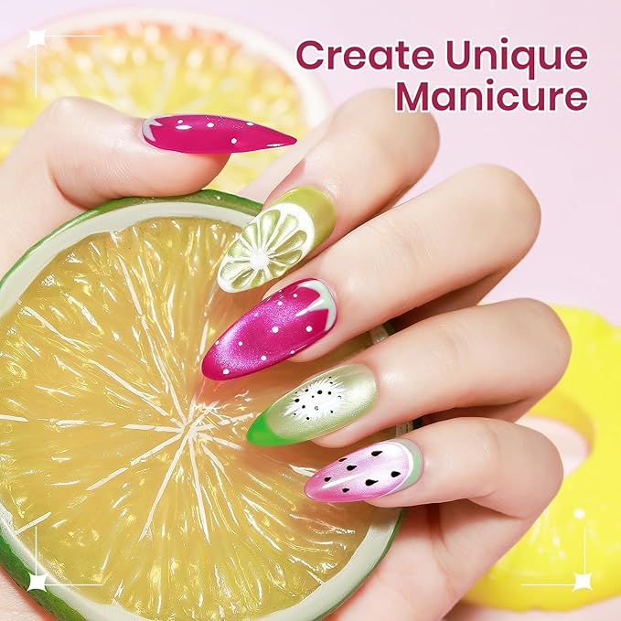 24 Colors Cat Eye Gel Nail Polish Set, Summer Magnetic Nail Gel Polish Silver Nude Pink Blue Cateye Gels for Nails Varvish Home DIY