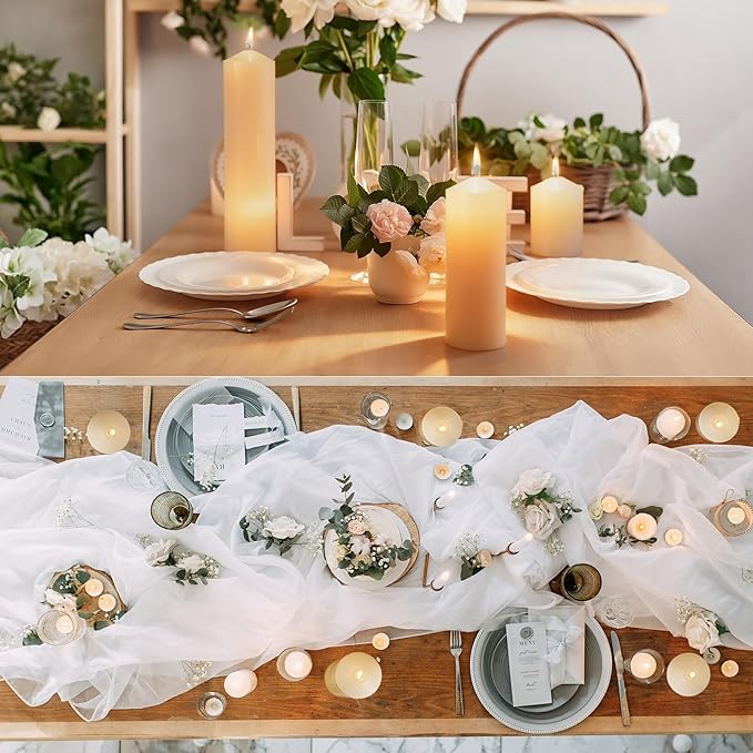 MTLEE Set of 72 White Pillar Candles 2 x 3, 2 x 6, 2 x 8 Inch Smokeless and Dripless Unscented Large Candles Long Clean Burning Rustic Pillar Candle for Wedding Dinner Home Decor