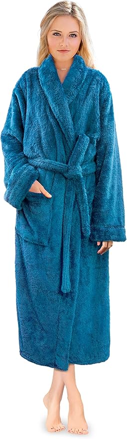 PAVILIA Premium Womens Plush Soft Robe Fluffy, Warm, Fleece Sherpa Shaggy Bathrobe