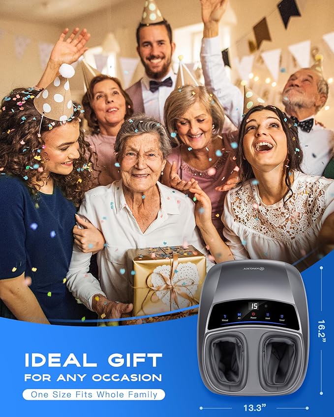 KINGJOY Foot Massager with Heat for Neuropathy, [2025 Upgraded], Deep Kneading Shiatsu Foot Massager for Plantar Fasciitis, Fits Up to Men Size 14, Gifts for Women Mom Men Dad Seniors