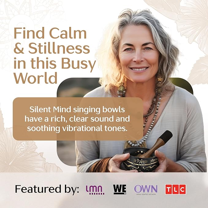 Handmade Tibetan Etched Singing Bowl Set with Case – Meditation Bowl & Sound Bowl with Cushion, Mallet & Guide – Stress Relief Instruments – Yoga Therapy Tools – Mindfulness Gift Set