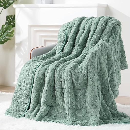 Super Fuzzy Soft Sherpa Fleece Weighted Blanket, 15 lbs Dual Sided Fluffy Heavy Weighted Blankets for Adults - No Bunching with Double Layers of Soft Inner Lining (48"x 72", 15 Pounds)