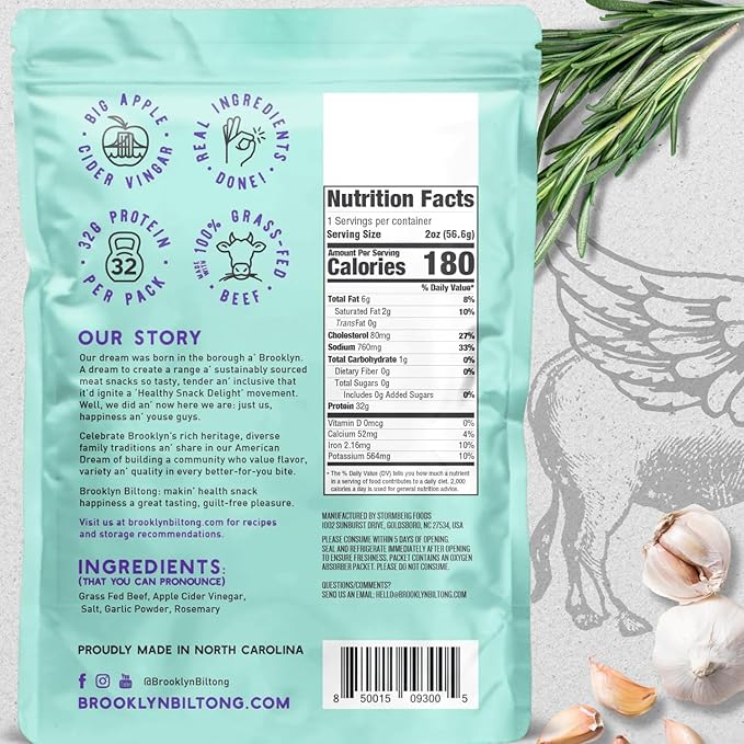 Air Dried Grass Fed Beef Snack (2 oz, Pack of 8) - Whole30 Approved, Paleo, Keto, Gluten Free, Sugar Free, Made in USA - (Steakhouse)