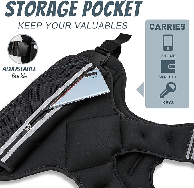 JoyPlus Adjustable Weight Vest,Strength Training Running Vest, Workout Equipment, Sport Exercise, Fitness, Weight Loss for Men 12LB, Women 8LB, Velcro or Buckle