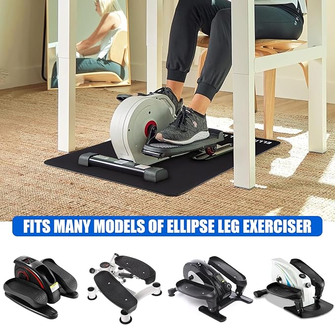 TOBWOLF Non-Slip Workout Mat for Ellipse Leg Exerciser, Ellipse Machine Mat, Exercise Mat for Under Desk Ellipticals, Suitable for Electric Seated Foot Pedal Exerciser, Stability & Floor Protection