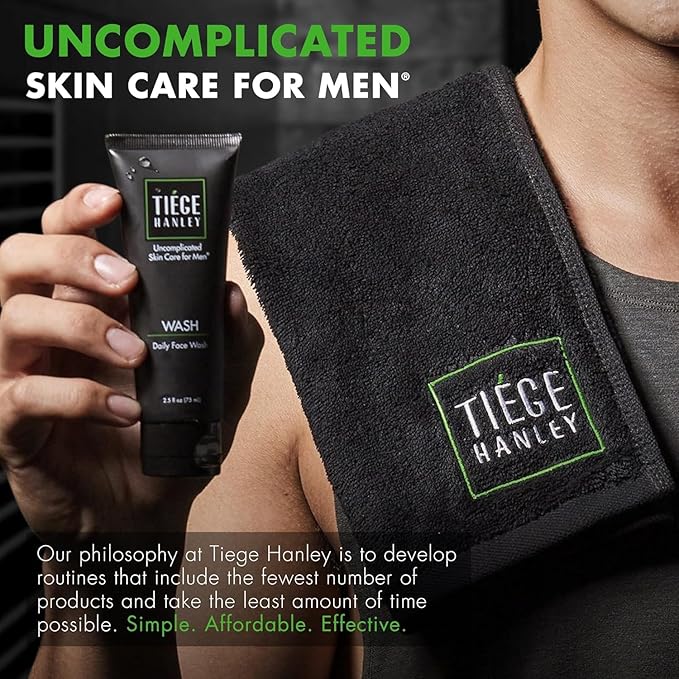 Tiege Hanley Men’s Skin Care Gift Box Set, Gold – Includes Face Wash, Scrub, AM/PM Moisturizers, Eye Cream, Body Powder, Lip Balm & Organizer Tray