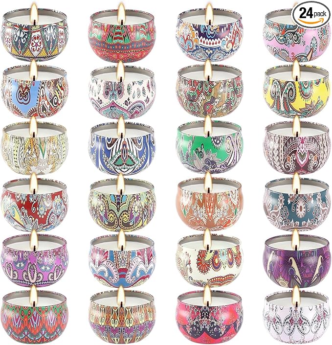 Scented Candles Gift Set, 2.5 oz Soy Wax Aromatherapy Candle for Home, Romantic Candles Gift for Mother Day Christmas Valentines Birthday (24 Pack)
