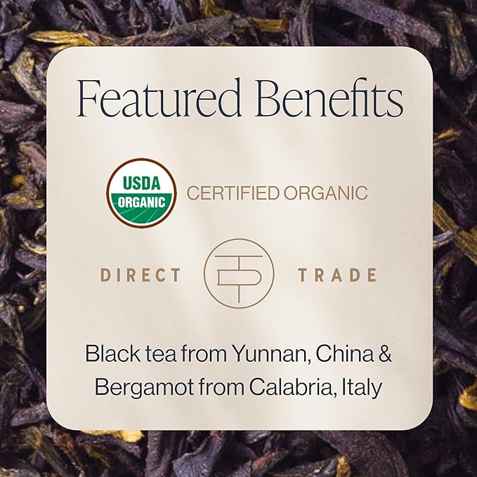 Rishi Tea Earl Grey Supreme Tea - Organic, Caffeinated Loose Leaf Tea with Bergamot Oil and Top Grade Yunnan Black Tea - 4 Ounces, 12+ Servings