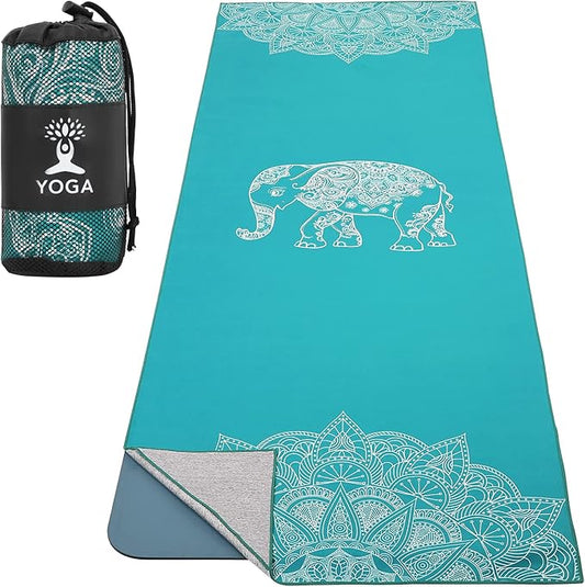 MoKo Yoga Towel, Non Slip Hot Yoga Blanket Printing Pattern Quick Dry with Corner Pocket for Bikram, Pilates, Gym Workout, Outdoor Picnic