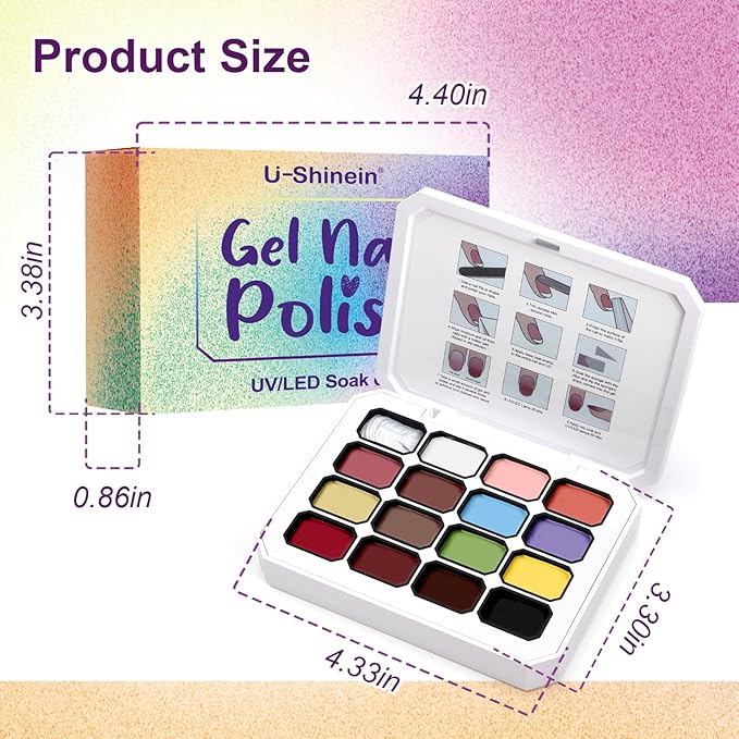 Gradient Painting Gel, 16 Ombre Gel Nail Polish with 100Pcs Nail Sponges &Tweezers for Pigment Pat Nails Almond Nude French Manicure Soak Off UV Long-lasting Palette VelvetSpectrum Studio