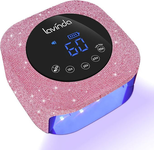 UV Nail Lamp 54W, Cordless Gel UV Led Nail Lamp for Gel Nail Polish, Rechargeable UV Nail Light Nail Dryer with 4 Timer and LCD Display, Professional Fast Curing Lamp Nail Art Tools with Rhinestone
