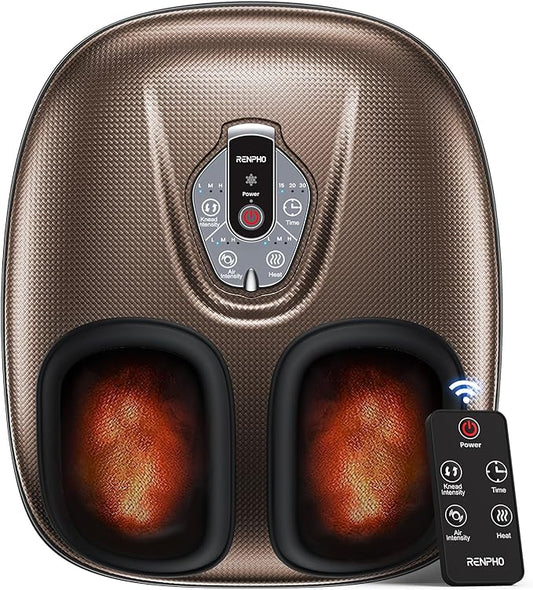 RENPHO Foot Massager Machine with Heat [2025 Upgraded], Shiatsu Foot Massager for Plantar Fasciitis, Birthday Gifts for Women, Wireless Control, Knead Away Fatigue, Soothe from Sole, BN