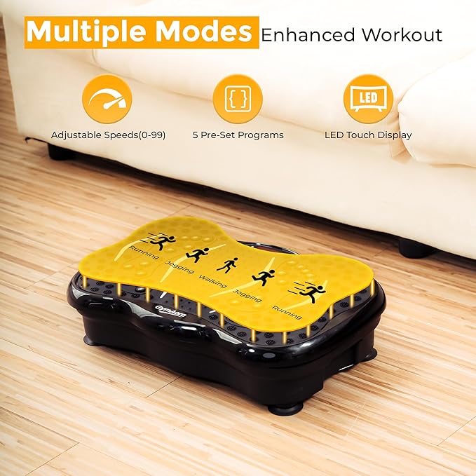 Vibration Plate Exercise Machine for Whole Body Workout, 330 LBs Lymphatic Drainage Machine for Weight Loss, 120 Adjustable Speed Vibration Platform w/Resistance Bands & Bulit-in-USB Speaker