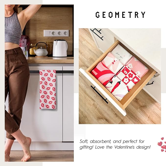 GEOMETRY Kitchen Towels - Quick Dry Microfiber Cloth Dish Towels for Kitchen Drying - Premium Quick Dry Towel Valentines Gifts for Mom - Crush