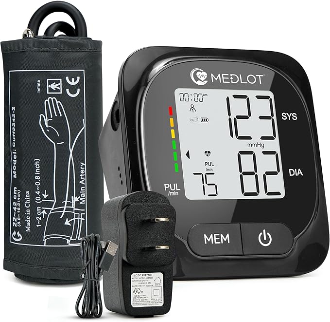 Upper Arm Blood Pressure Monitor for Home Use, Automatic BP Cuff (8.6”-16.5”), Digital Blood Pressure Machine with 2 Power Supply Modes, 2 Users, 150 Reading Memory