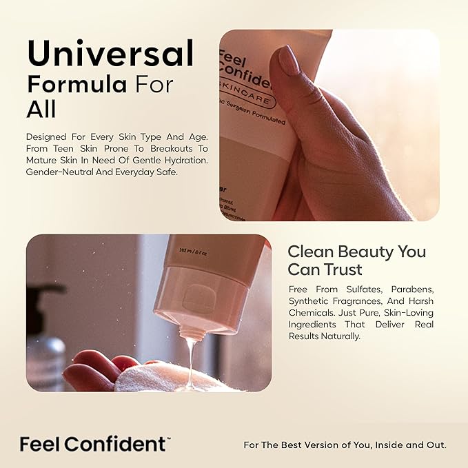 Facial Cleanser - Gender-Neutral, Formulated with Gentle Surfactants, Humectants, Calming Chamomile and Calendula, 8 oz / 240 mL