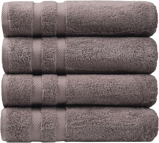 SOFE H&L | Olea Luxury Cotton Turkish Bath Towels Set of 4 Dark Gray | Premium, Soft, Durable, Absorbent | Hotel Quality Plush Towels and Thick Towel Sets