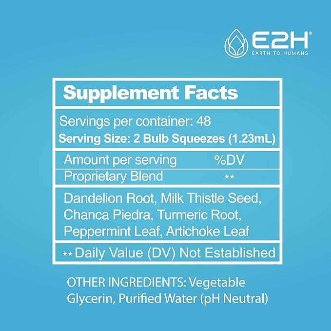 E2H Liver Support Supplement with Milk Thistle - Liver Health Formula - Artichoke Extract, Dandelion Root, Chanca Piedra, and More - Absorbent Liquid Formula (2 Bottles)