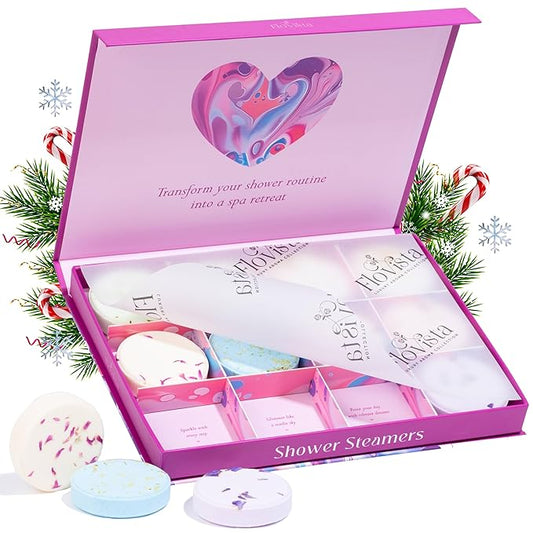 Aromatherapy Shower Steamers Gift Set – 12 Spa Tablets, 6 Scents (Lavender, Mint & Eucalyptus, Jasmine, Watermelon, Grapefruit & Orange) – Relaxation & Stress-Relief Self-Care Gifts for Women