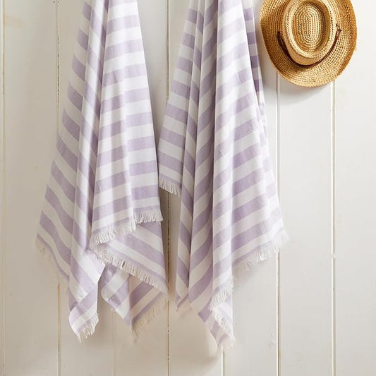 The Good Earth | 4 Pack Oversized Turkish Beach Towel Set Made of 100% Cotton | Luxury Turkish Beach Towels 35" x 78" | Turkish Beach Towels Oversized | Designed in USA | Ancara - Lilac