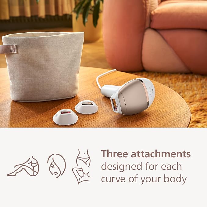 Philips Lumea 8000 Series IPL Hair Removal Device - Permanent Visible Hair Reduction Done at Home, SenseIQ Technology, 3 Attachments for Body, Face & Sensitive Areas, for Women & Men, BRI937/03