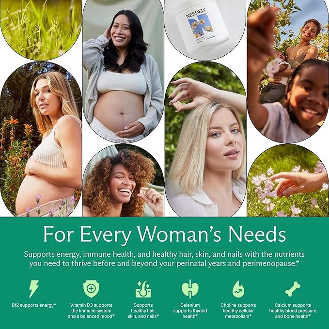 Needed. Multivitamin for Women with 23 Vitamins, Minerals and Antioxidants - Daily Womens Multivitamin - Vitamin B12, B6, D3, Choline, Calcium, Biotin, Magnesium, Folate and More (90 Count)