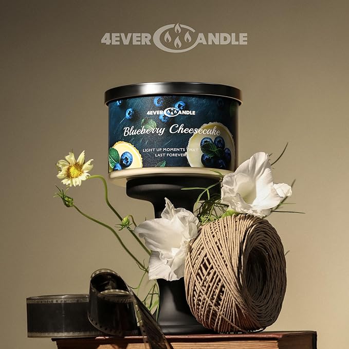 Soy Wax Blend Candle for Home, 4-Wick Candles in Blueberry Cheesecake Scented, Aromatherapy Candles Gift for Parties, Relaxing, Over 50 Hours of Burn Time, 18oz