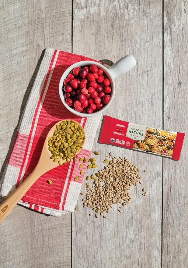 Taste of Nature Organic Peanut Snack Bar - Healthy, Gluten Free, Non GMO, Vegan Snack Bars with Mixed Nuts, Fruits and Seeds - 16-Count Snack Pack