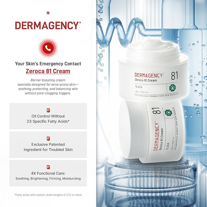 Zeroca 81 Korean Calming Cream for Acne-Prone & Sensitive Skin – Lightweight and gentle daily soothing moisturizer, Controls Sebum, Deeply Hydrates & Smooths Texture (2.02 fl.oz. 60 ml)