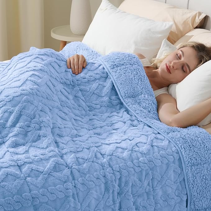 Super Fuzzy Soft Sherpa Fleece Weighted Blanket, 15 lbs Dual Sided Fluffy Heavy Weighted Blankets for Adults - No Bunching with Double Layers of Soft Inner Lining (60"x 80", 15 Pounds)